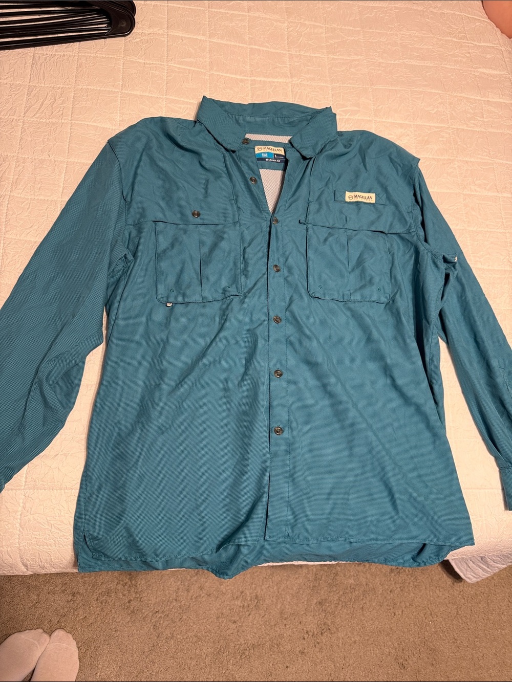 Magellan Outdoors Teal Lightweight Button-Front Shirt Jacket